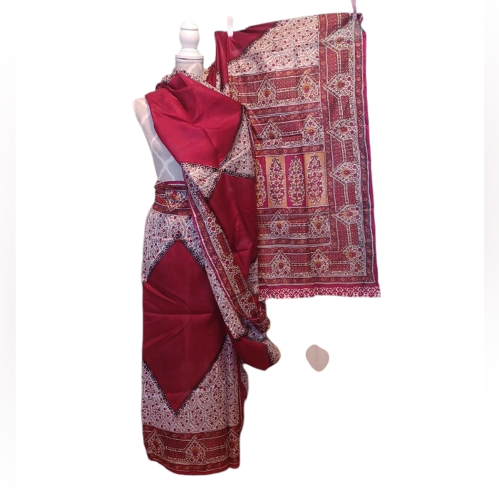 Saree - Deep Red/Gold 6478
